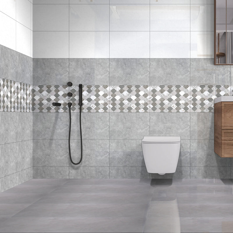 1151 Grey Glossy Finish Ceramic 30x45cm Bathroom Wall Tiles