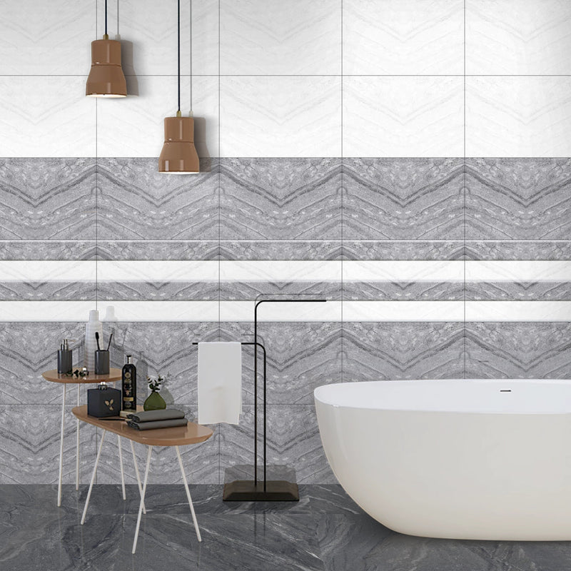 1230 Grey Glossy Finish Ceramic 30x45cm Bathroom Wall Tiles