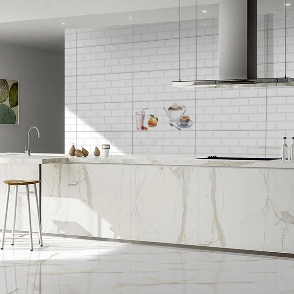 5317 White Glossy Finish Ceramic 30x60cm Kitchen Wall Tiles