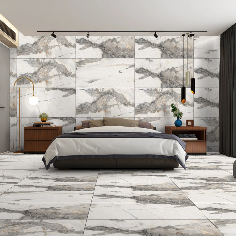 Casttano White Glossy Porcelain 60x120cm Wall And Floor Tiles