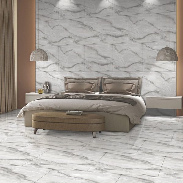 Inara Bianco Matt Finish Porcelain 60x60cm Wall and Floor Tiles