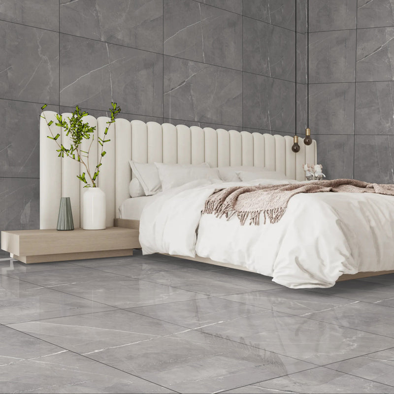 Pulpis Grey Glossy Finish 60x120cm Porcelain Wall and Floor Tiles