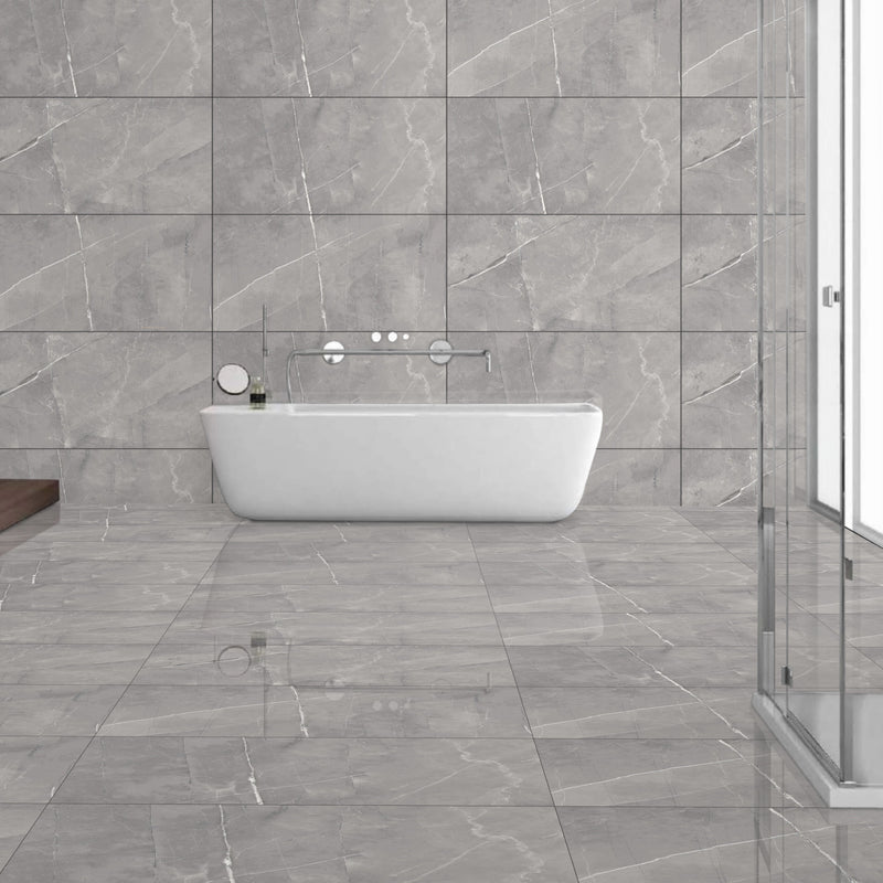 Pulpis Grey Glossy Finish 60x120cm Porcelain Wall and Floor Tiles