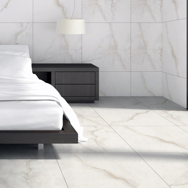 White Onyx Glossy Finish Porcelain 60x60cm Wall and Floor Tiles